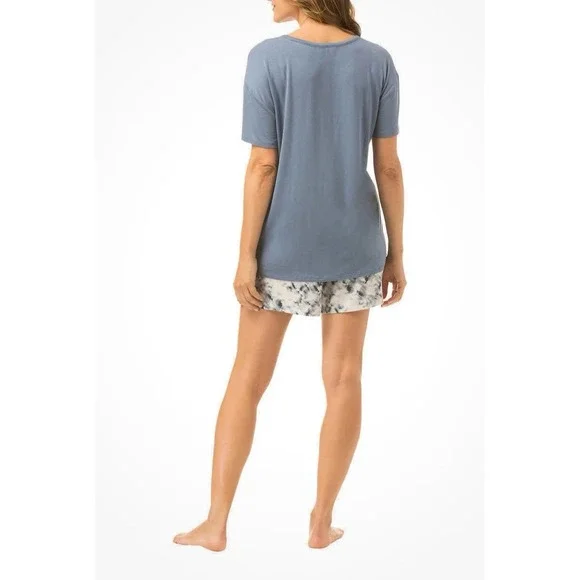 NEW Lucky Brand Women's XXL 3-Pc Pajama Set T-shirt Joggers Shorts Blue Tie Dye - Picture 3 of 14